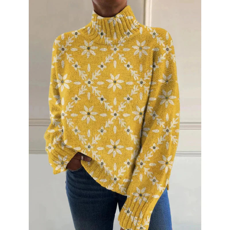 NANCY | Przytulny dzianinowy sweter z kwiatowym motywem