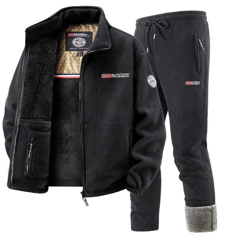Outdoor Norway | Premiumowy zimowy zestaw polarowy z ociepleniem dla mężczyzn