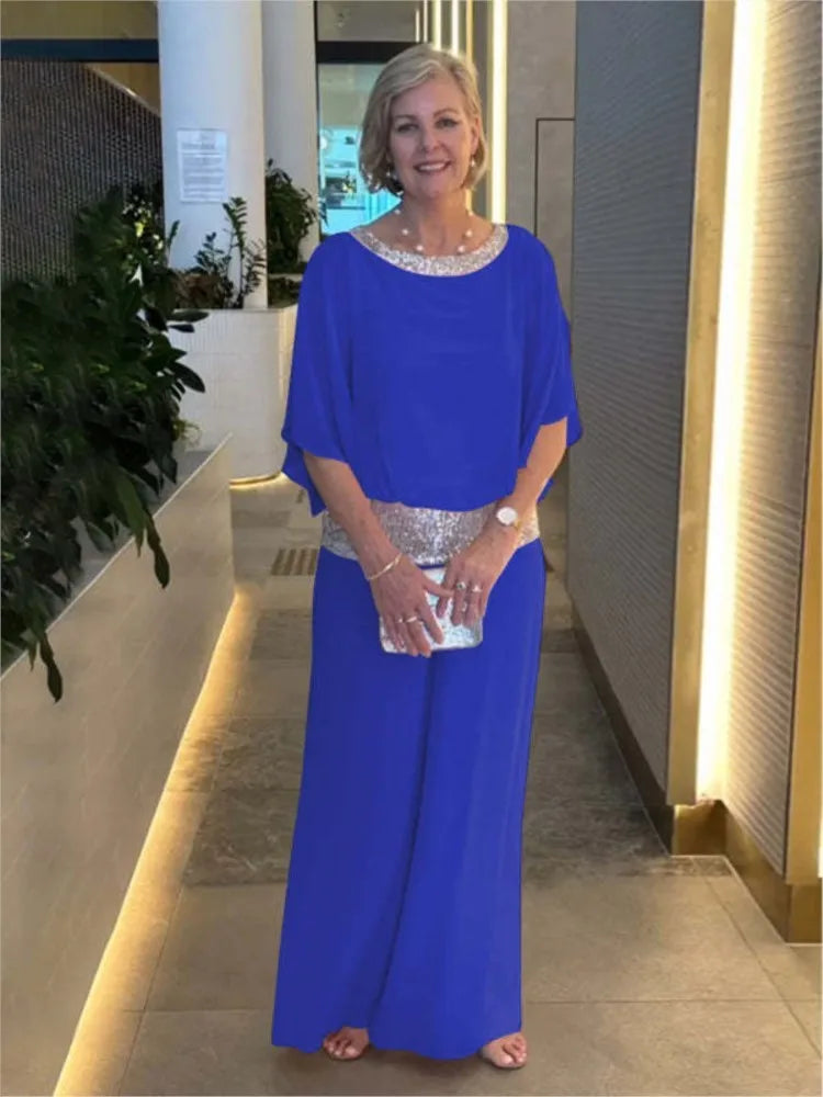 Ludmiła - Elegancki dwuczęściowy komplet z szyfonową górą