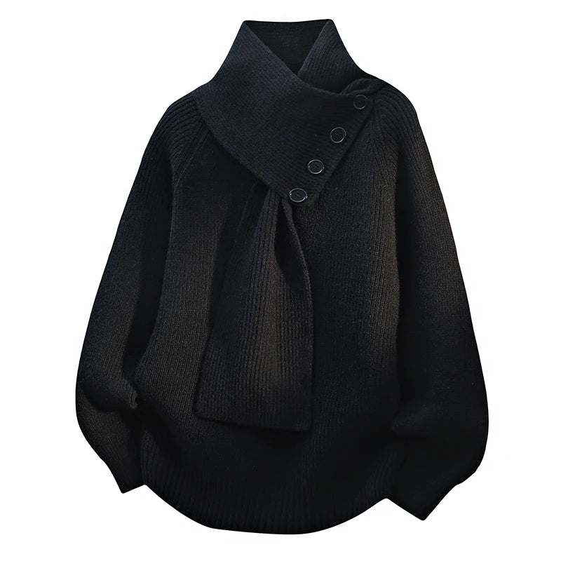 Ariane – Elegancki dzianinowy sweter z kołnierzem szalowym