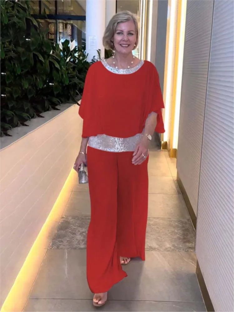 Ludmiła - Elegancki dwuczęściowy komplet z szyfonową górą